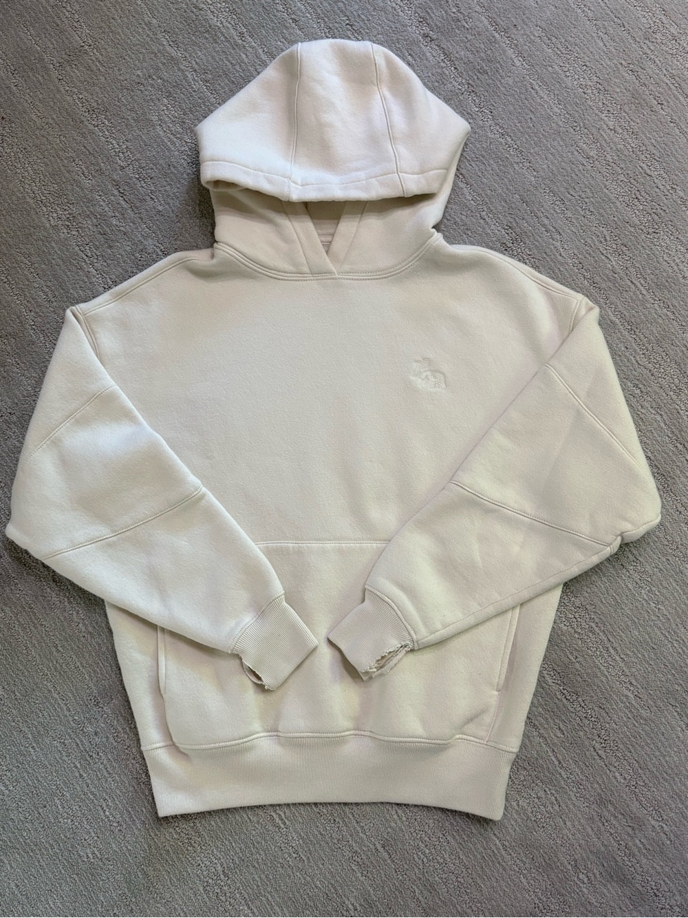 TNB x 1st Phorm Oversized Crest Hoodie XS Cream Distressed Slouchy Luxury